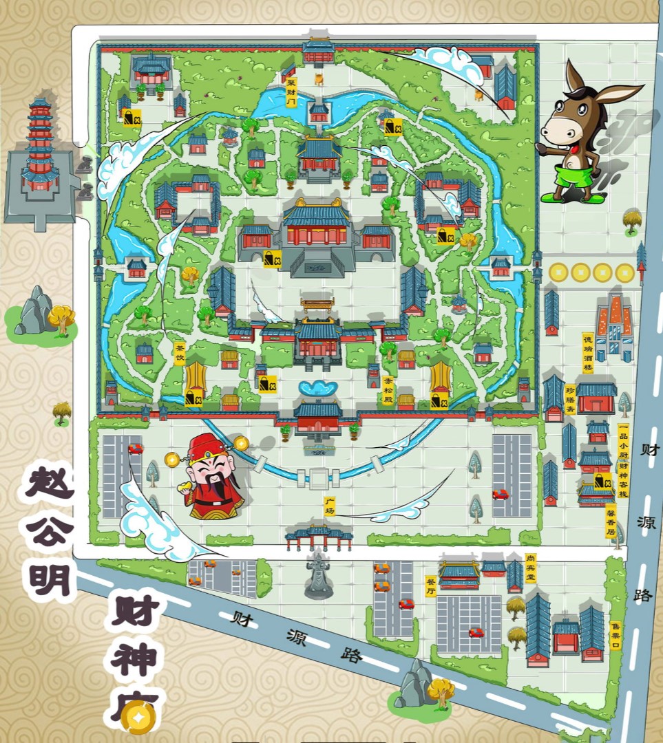 鲤城寺庙类手绘地图